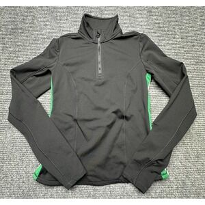 Love & Sports Sweatshirt Womens XS Black Green Half Zip Fleece Pullover Athletic